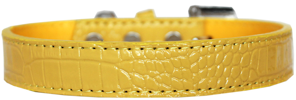 Tulsa Plain Croc Dog Collar Yellow Size 16
